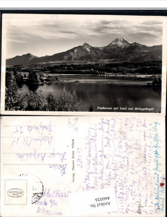 466026,Faakersee See b. Faak m. Insel u. Mittagskogel Bergkulisse