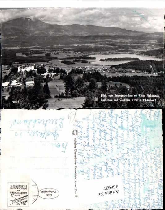 466027,Blick v. Baumgartnerhaus auf Ruine Finkenstein u. Faakersee