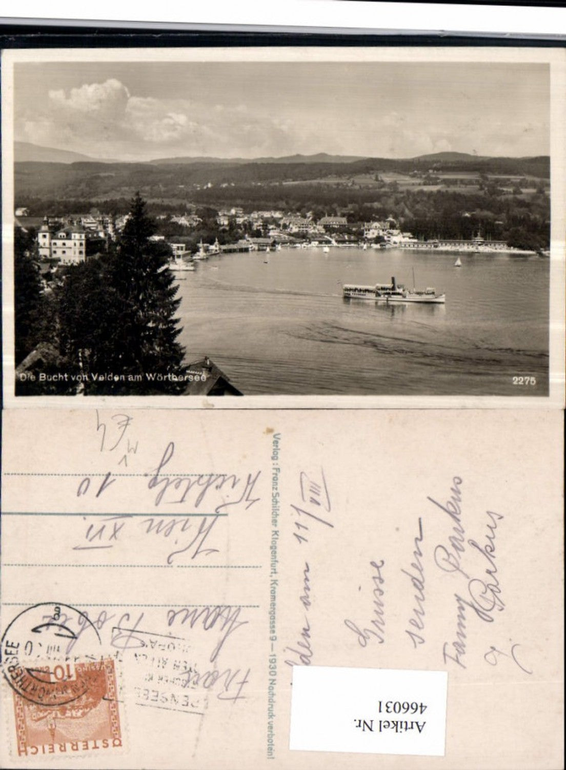 466031,Velden am Wörthersee Totale Dampfer pub Franz Schilcher 2275