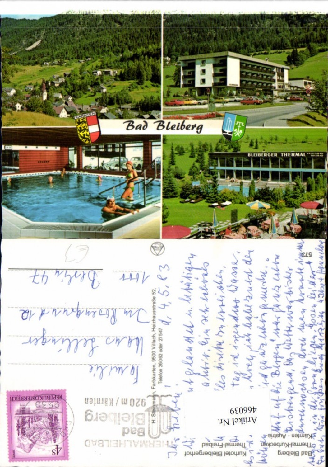 466039,Bad Bleiberg Totale Freibad Kurhotel Mehrbildkarte