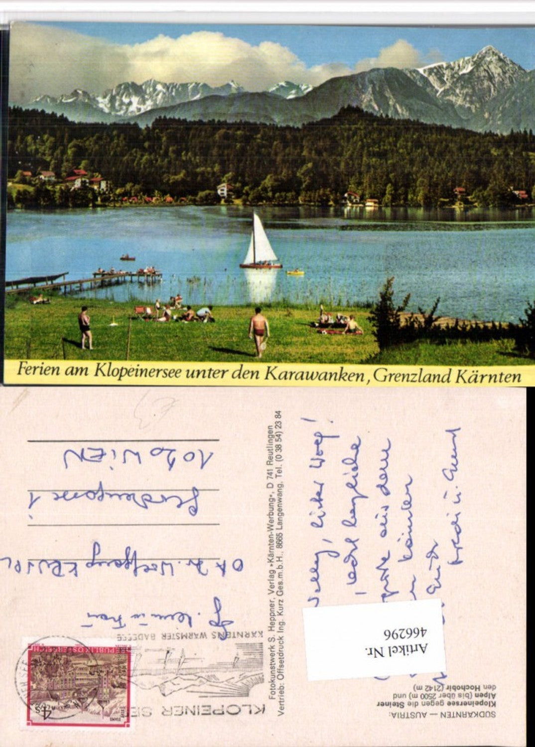 466296,Klopeinersee See b. St. Kanzian geg. Steiner Alpen Bergkulisse