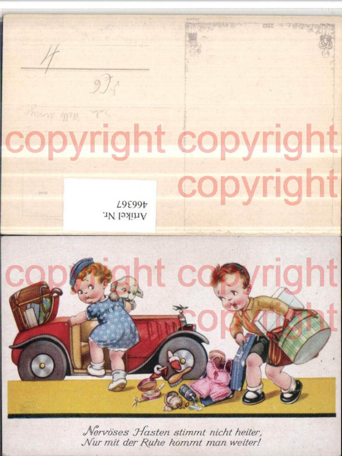 466367,Künstler AK John Wills unsign. Kinder Gepäck Auto pub EAS 2222