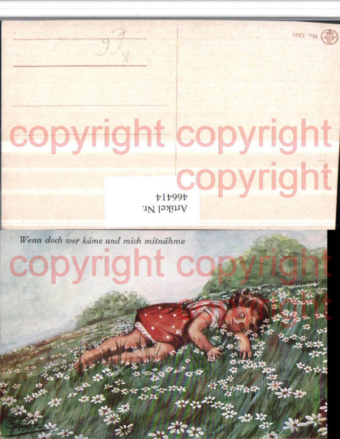 466414,Künstler AK Chicky Spark Kind Blumenwiese Wiese
