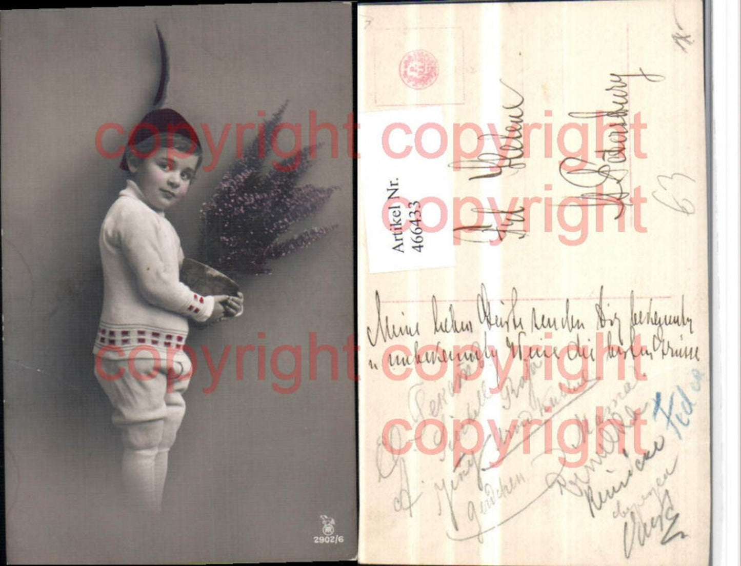 466433,Kind Bub Junge Federhut Blumenstock pub RPH 2902/6