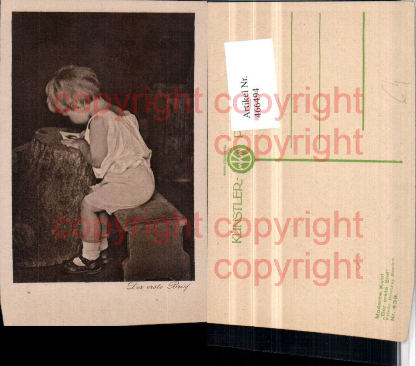 466494,Der erste Brief Kind b. Schreiben pub Friede Hostrup 439