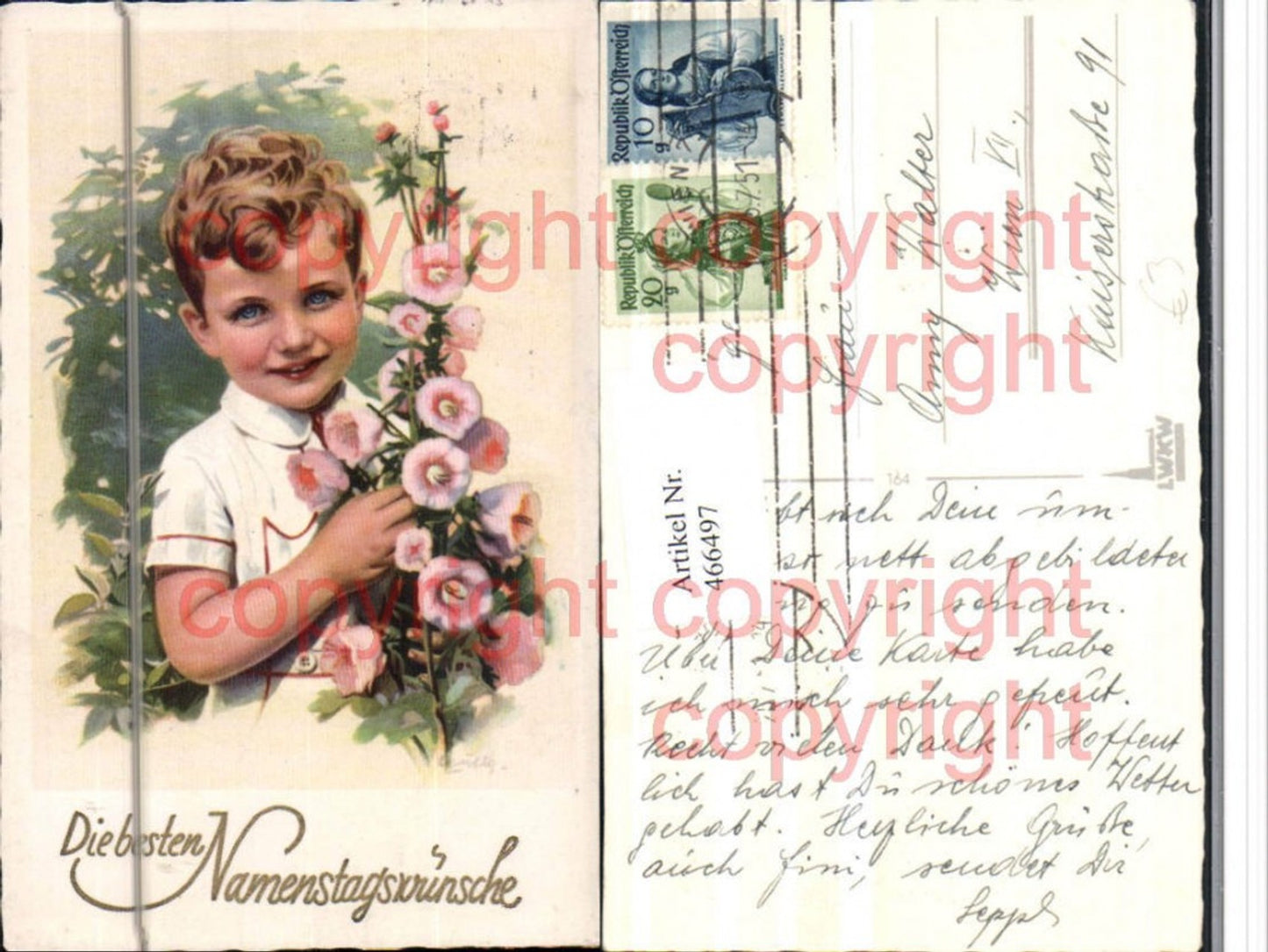 466497,Künstler AK Namenstag Kind Bub Blumen