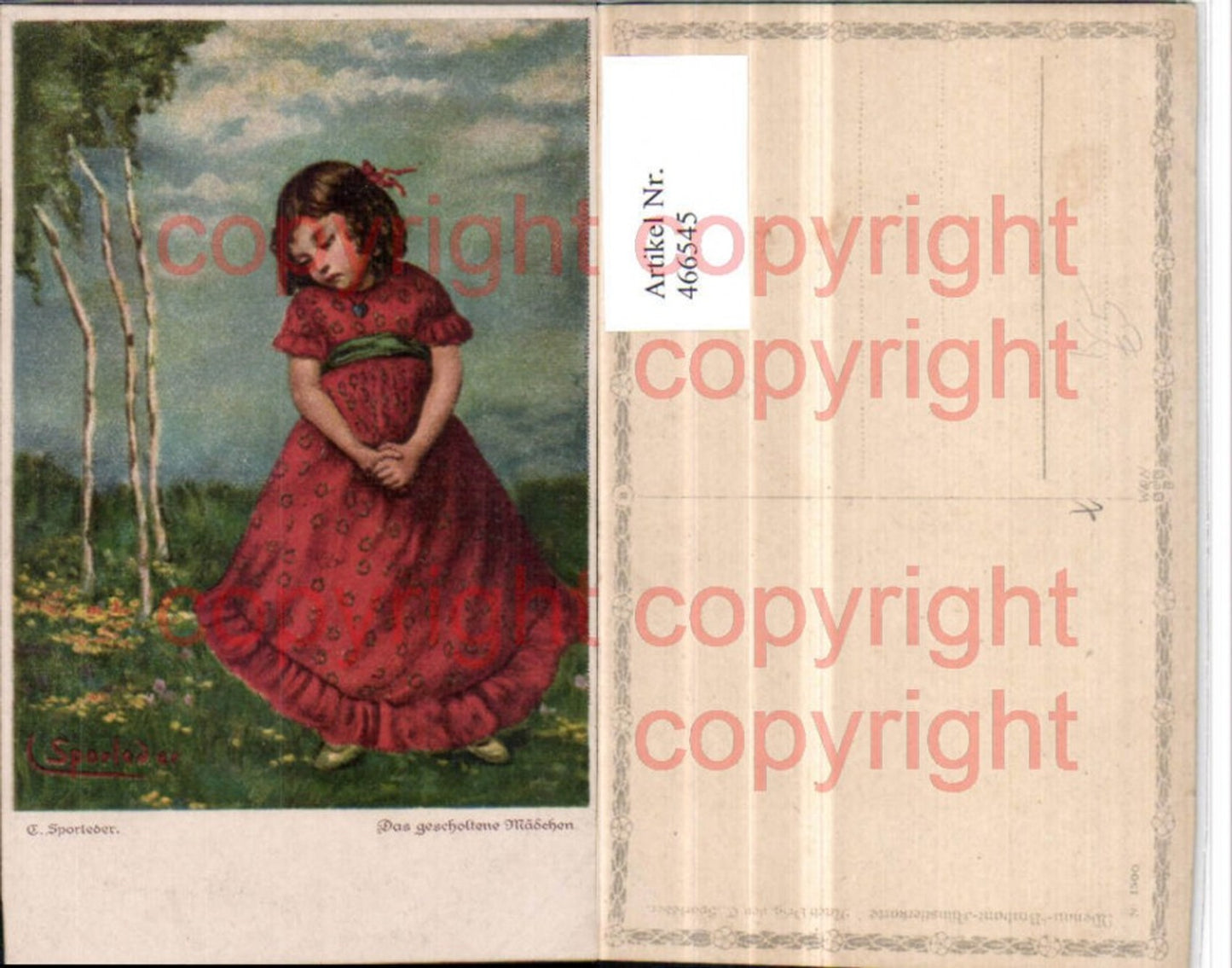 466545,Künstler AK C. Sporleder Das gescholtene Mädchen Kind Kleid