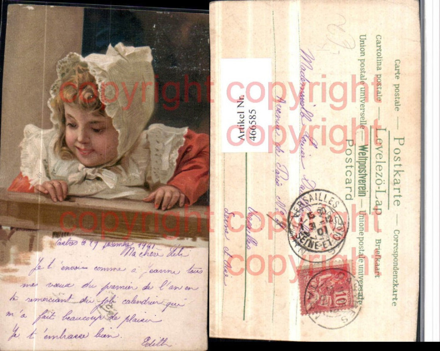 466585,Künstler Litho Kind m. Haube