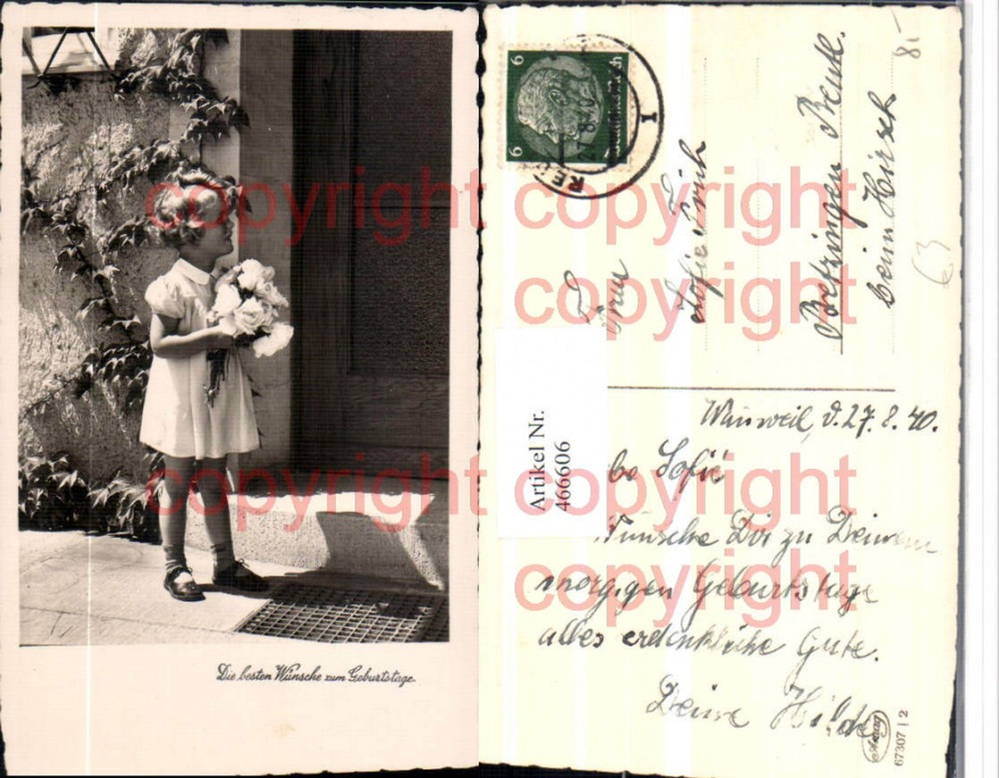 466606,Birthday Child Bouquet of Roses Door