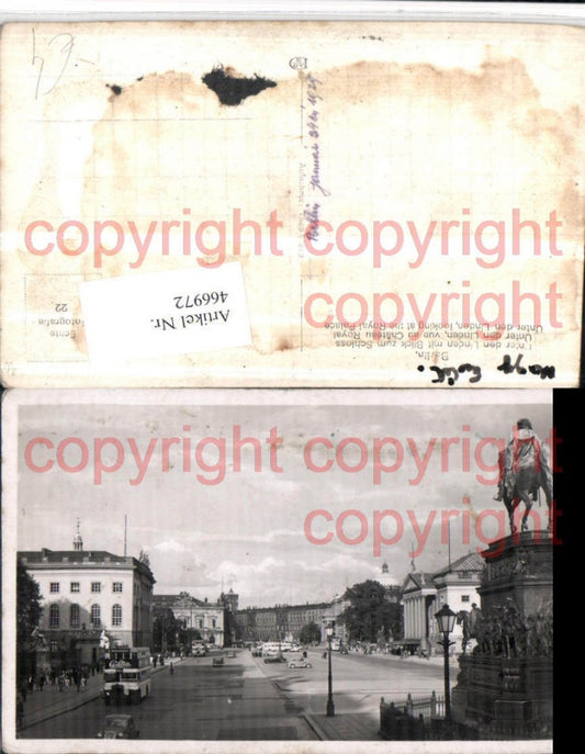 466972,Berlin Unter den Linden m. Blick zum Schloss Denkmal Bus