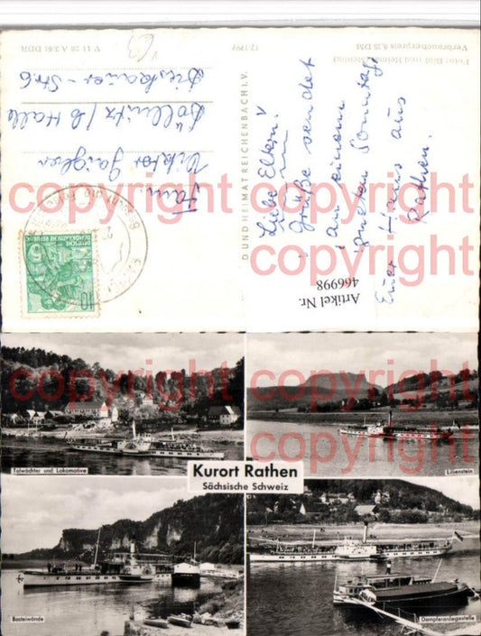 466998,Rathen Totale Dampfer Lilienstein Mehrbildkarte pub VEB