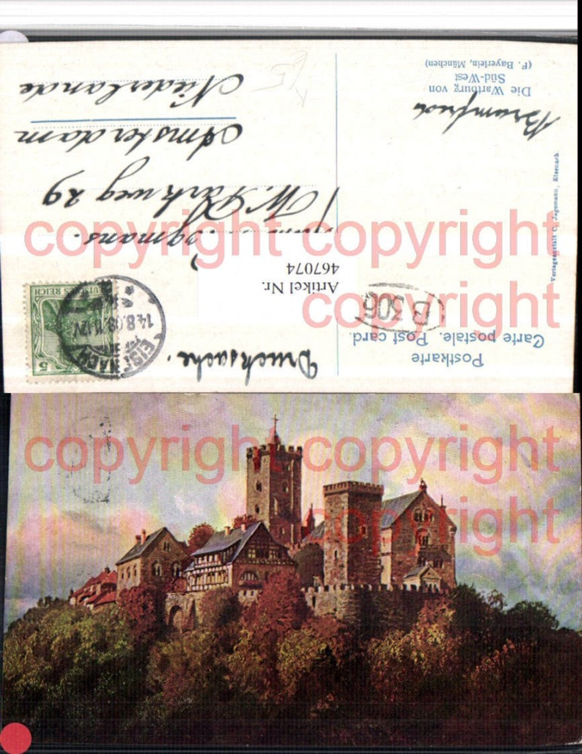 467074, Artist AK F. Bayerlein Eisenach Wartburg Castle