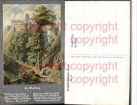 467090, Artist AK Eisenach Wartburg Castle Text pub Jungdeutschland-Bund 14