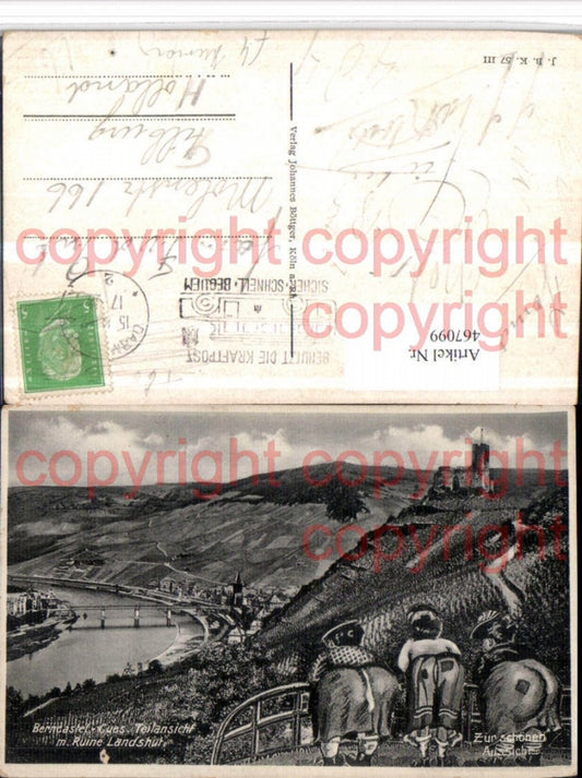 467099,Bernkastel-Kues Teilansicht m. Ruine Landshut Humor Völlerei schöne Aussicht