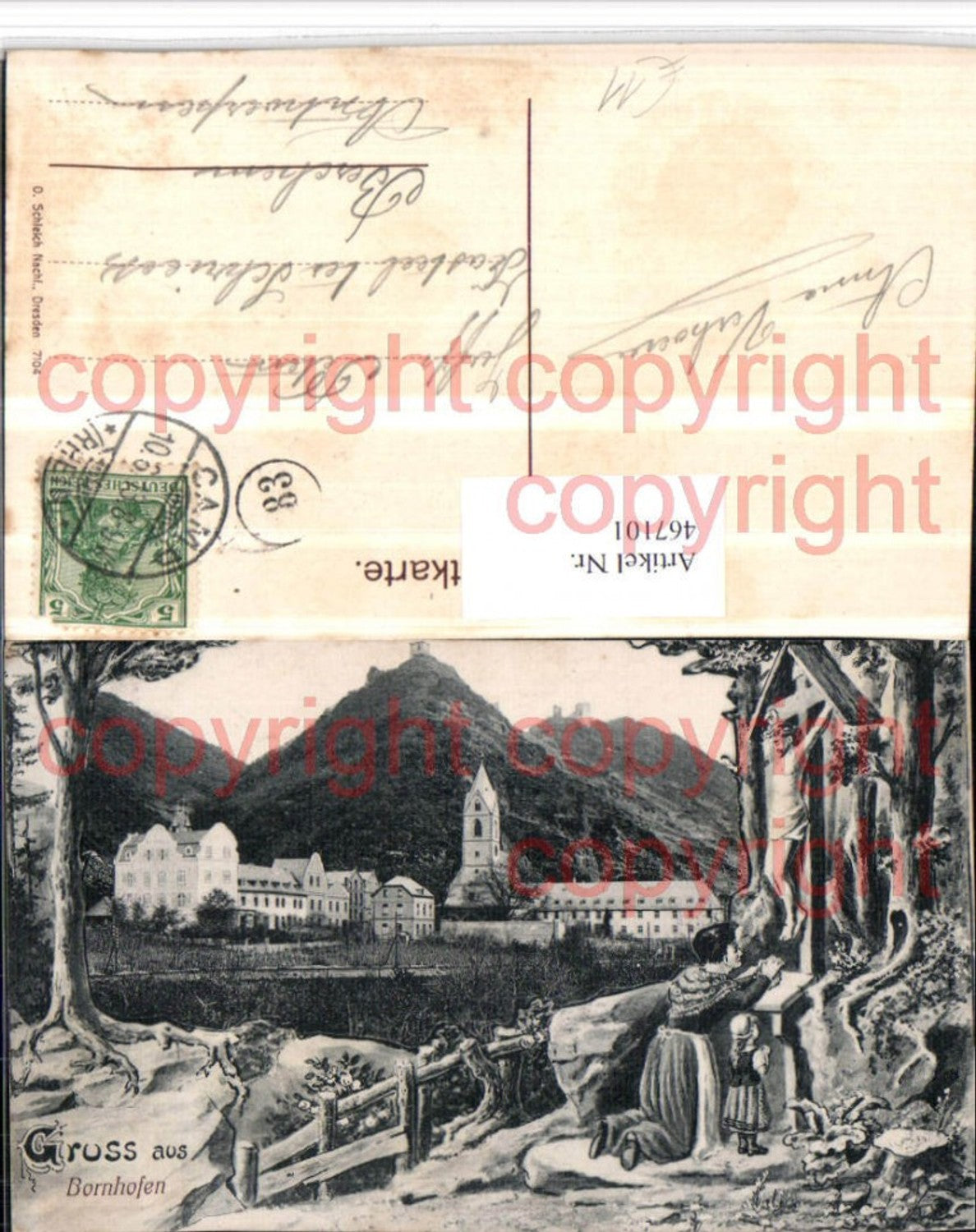 467101,Gruß aus Bornhofen Kloster Passepartout Andacht Gebet