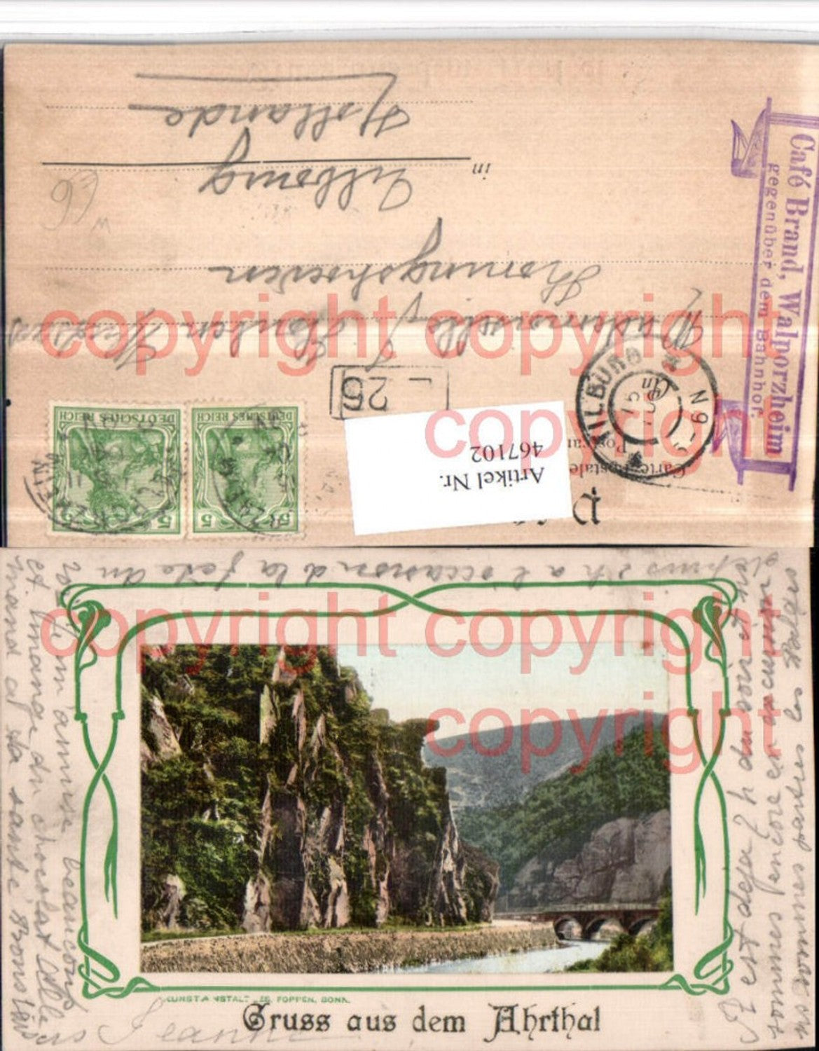 467102,Gruß aus dem Ahrtal b. Walporzheim Felswand Passepartout
