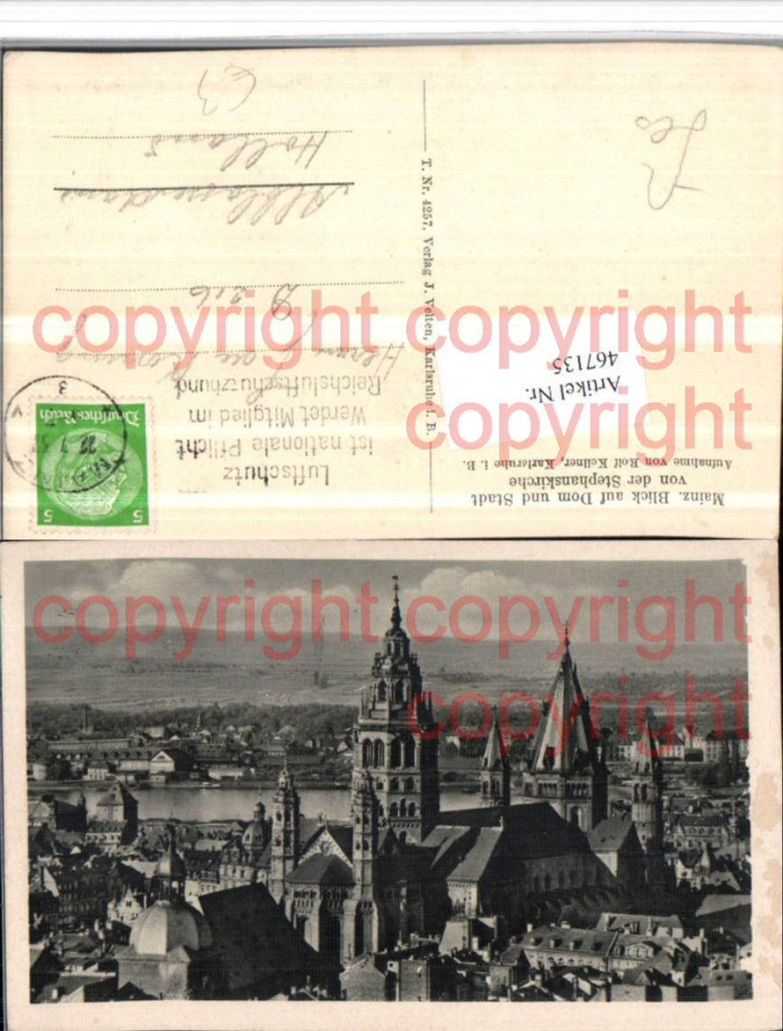 467135,Mainz am Rhein Teilansicht m. Dom von d. Stephanskirche