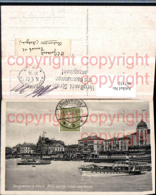 467152,Königswinter am Rhein Blick auf die Hotels am Rhein Dampfer