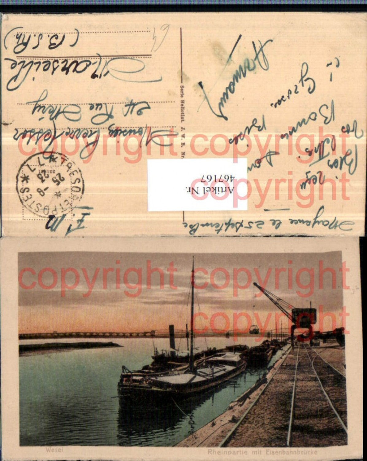 467167,Wesel Rheinpartie mit Eisenbahnbrücke Boote