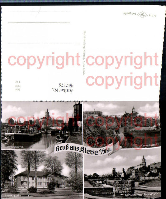 467176,Gruß aus Kleve Hafen Moritzpark Brunnen Mehrbildkarte