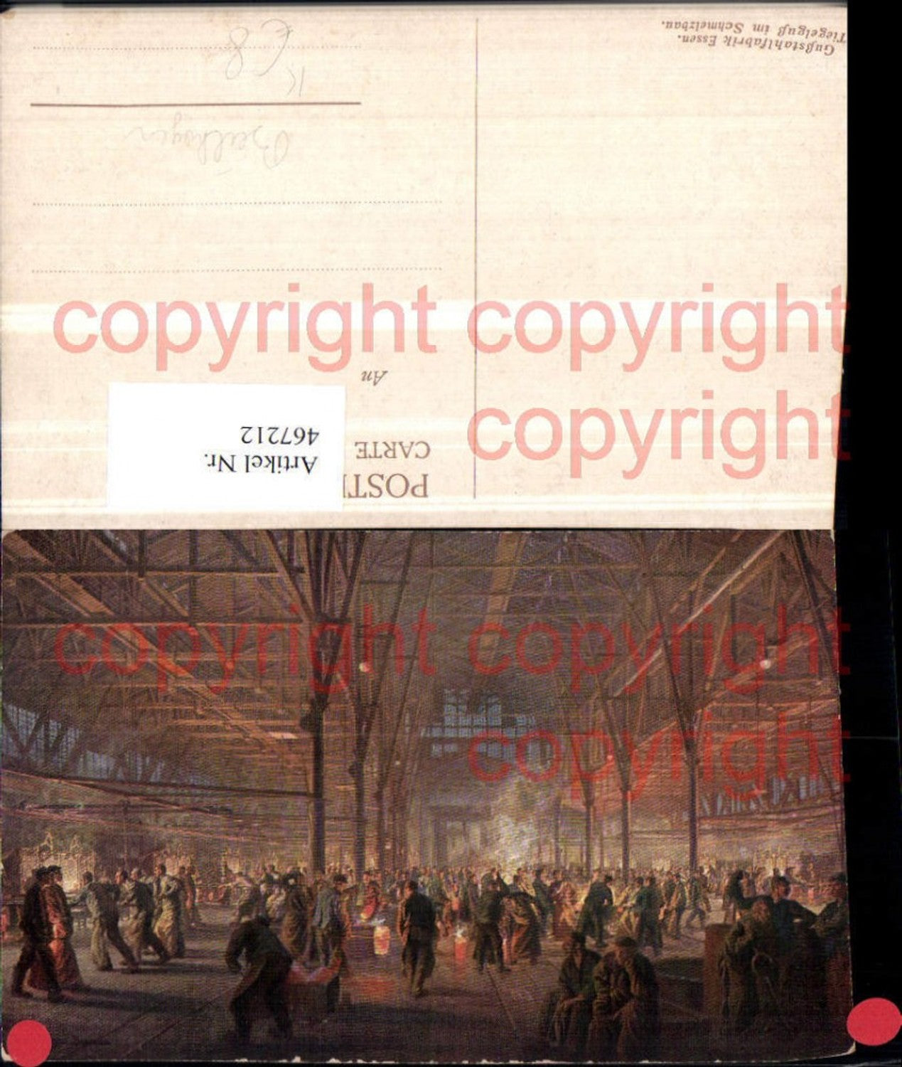 467212,Künstler AK Otto Bollhagen Essen Gußstahlfabrik Tiegelguß Schmelzbau