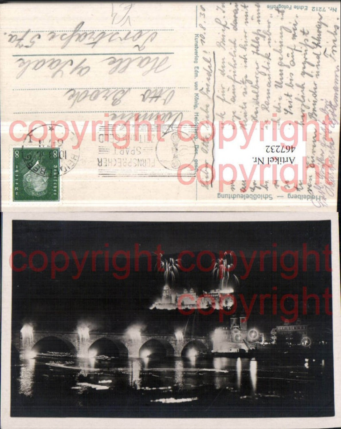467232,Heidelberg Schlossbeleuchtung Brücke Feuerwerk pub Edm. v. König 7212