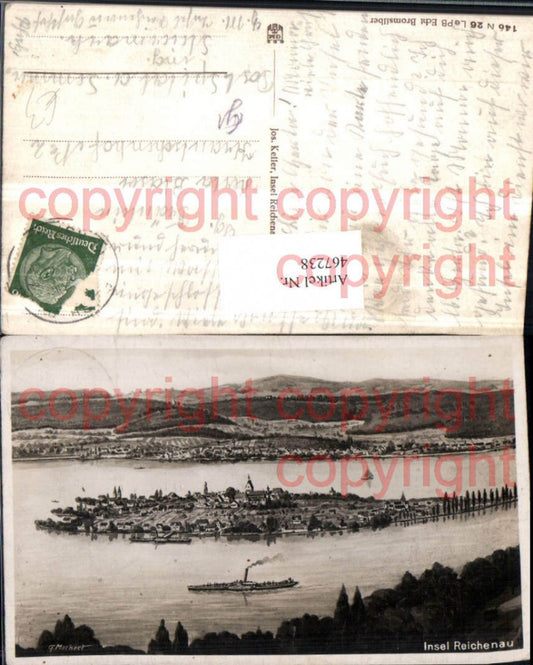 467238, Artist AK G. Markert Reichenau Island Total Steamer