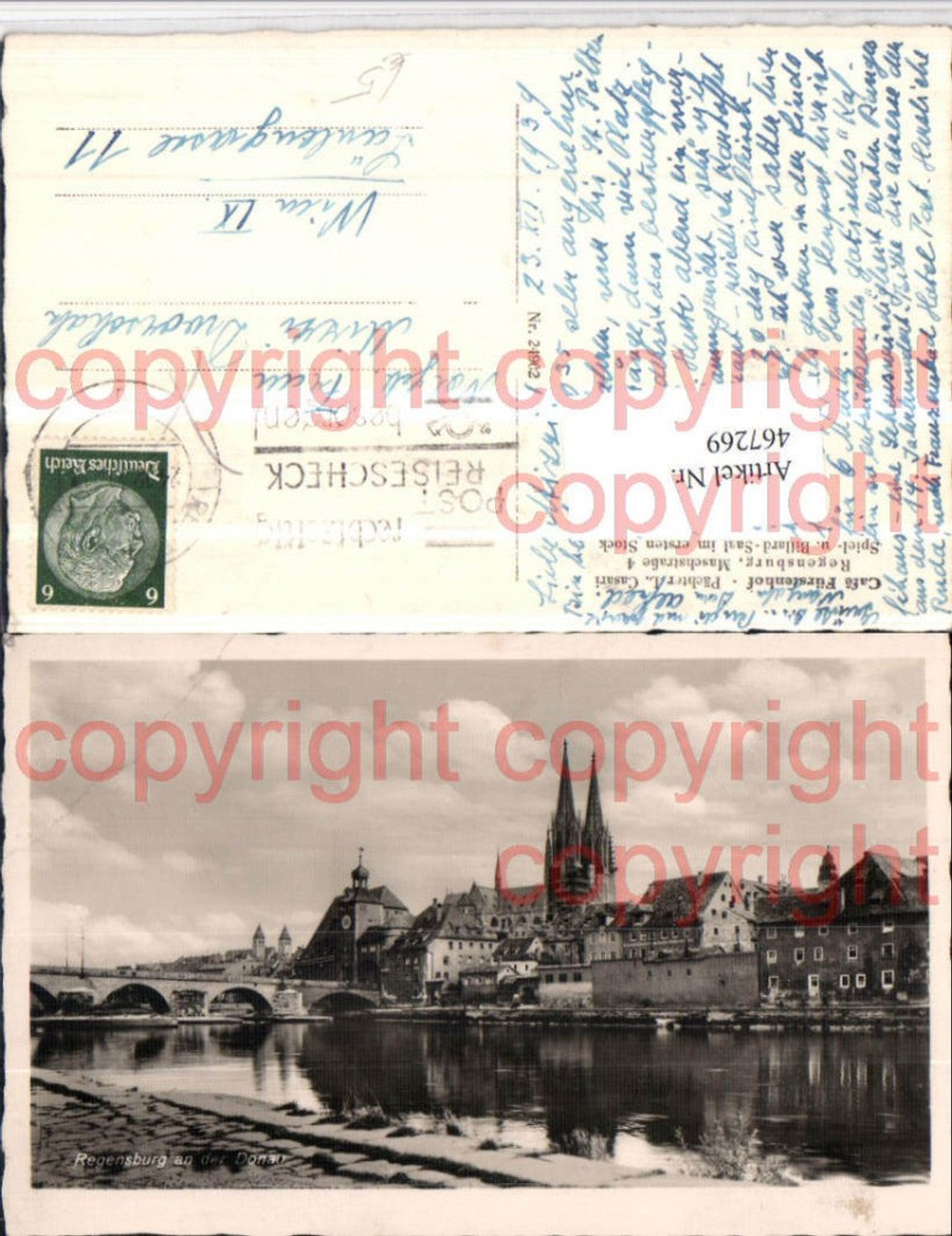 467269,Regensburg an d. Donau Teilansicht Kirche Brücke