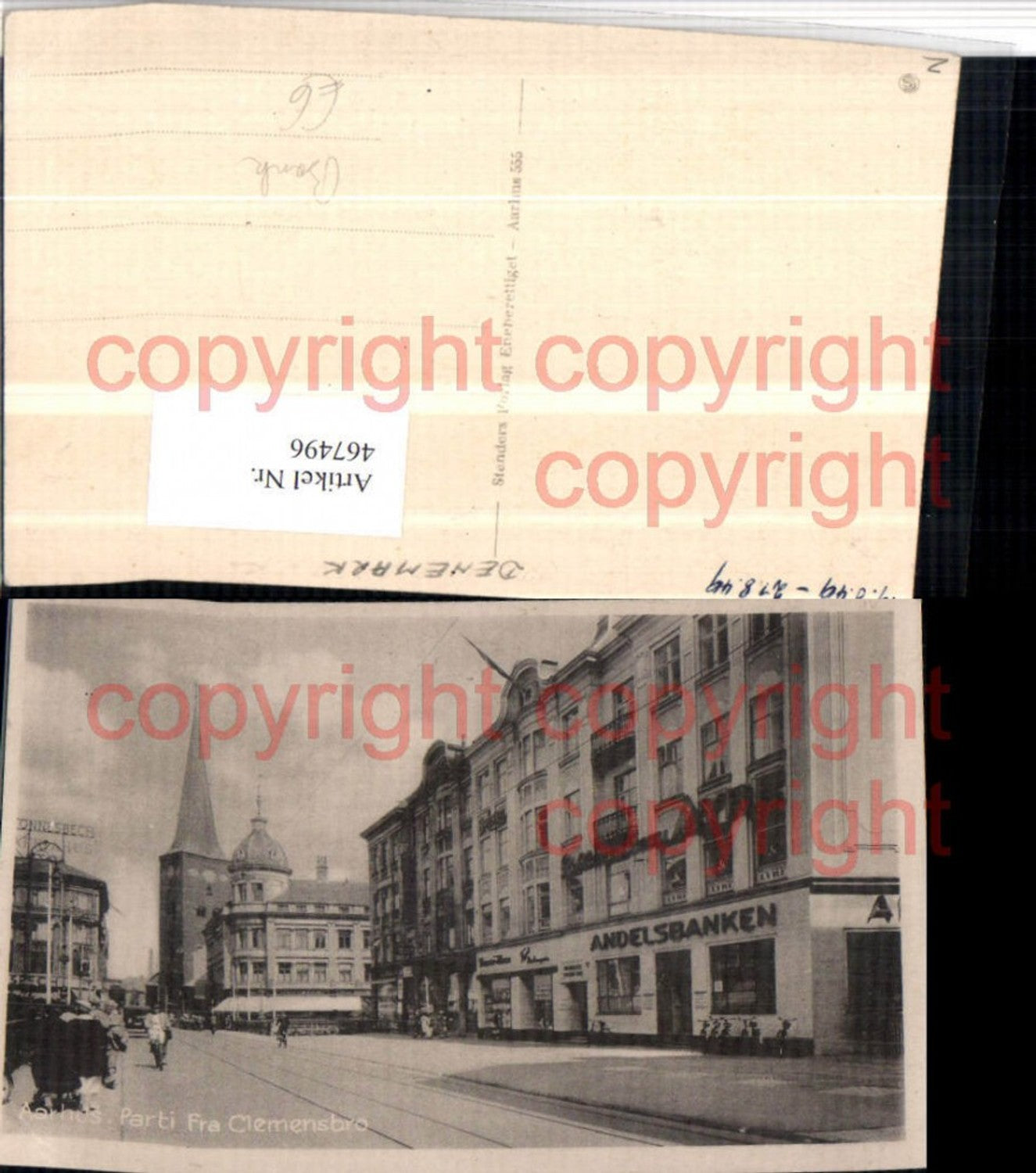 467496, Denmark Aarhus Parti fra Clemensbro Street view Bank