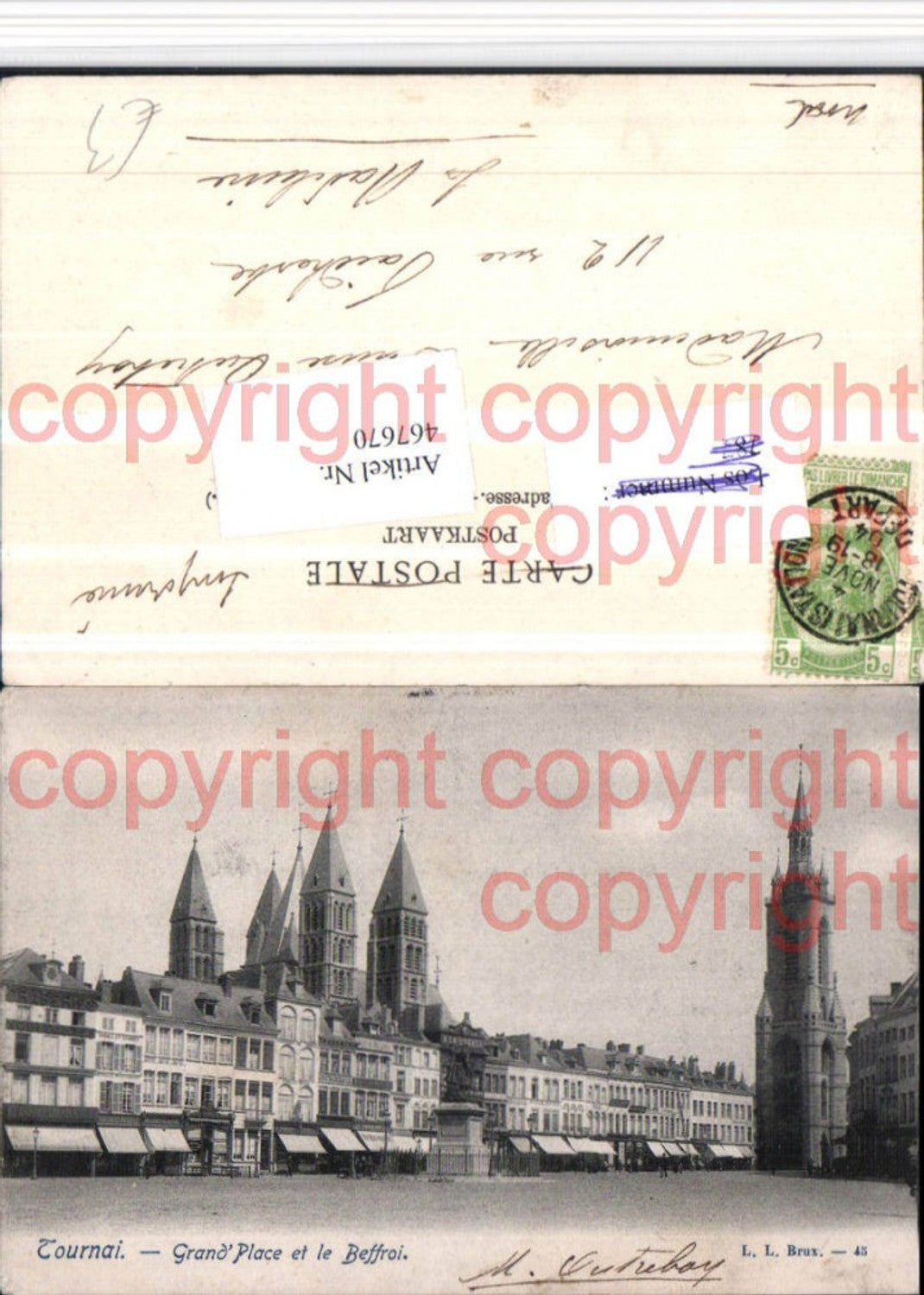 467670,Belgium Tournai Grand Place et le Beffroi Turm Kirche