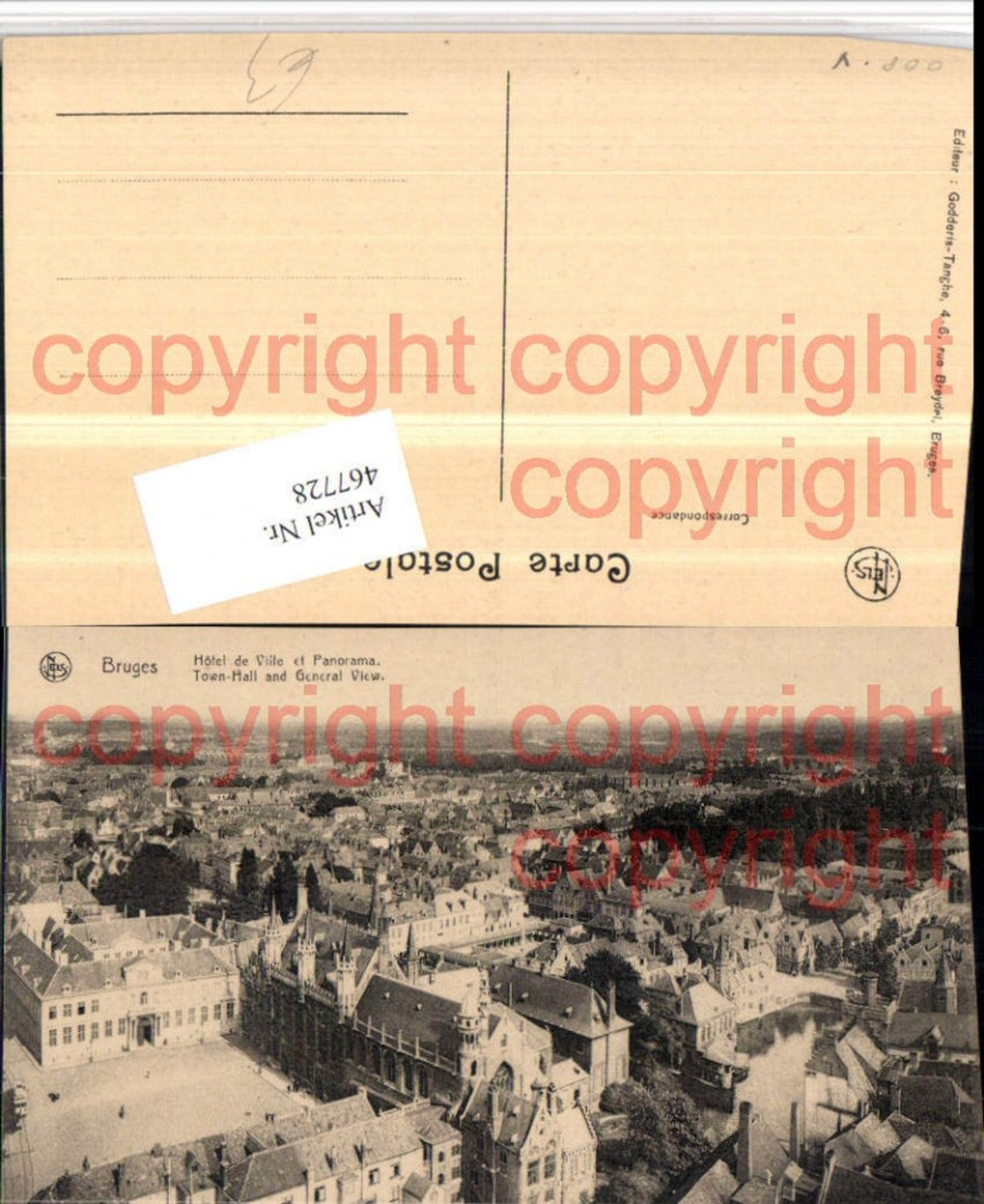 467728,Belgium Bruges Brügge Hotel de Ville et Panorama Teilansicht
