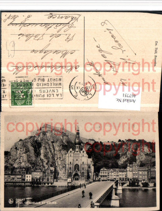 467751,Belgium Dinant Pont Citadelle et Eglise Brücke Kirche Festung