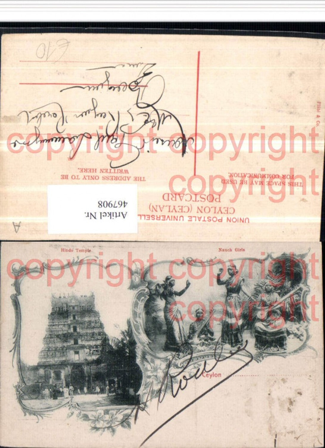 467908,Ceylon Sri Lanka Hindo Temple Nauch Girls Volkstypen Mehrbildkarte