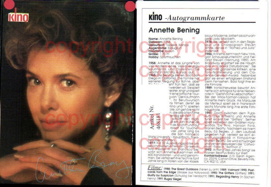 468181,Schauspielerin Annette Bening Autogrammkarte Autogramm