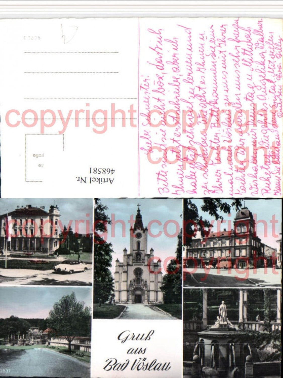 468581,Bad Vöslau Kirche Brunnen Thermalbad Mehrbildkarte