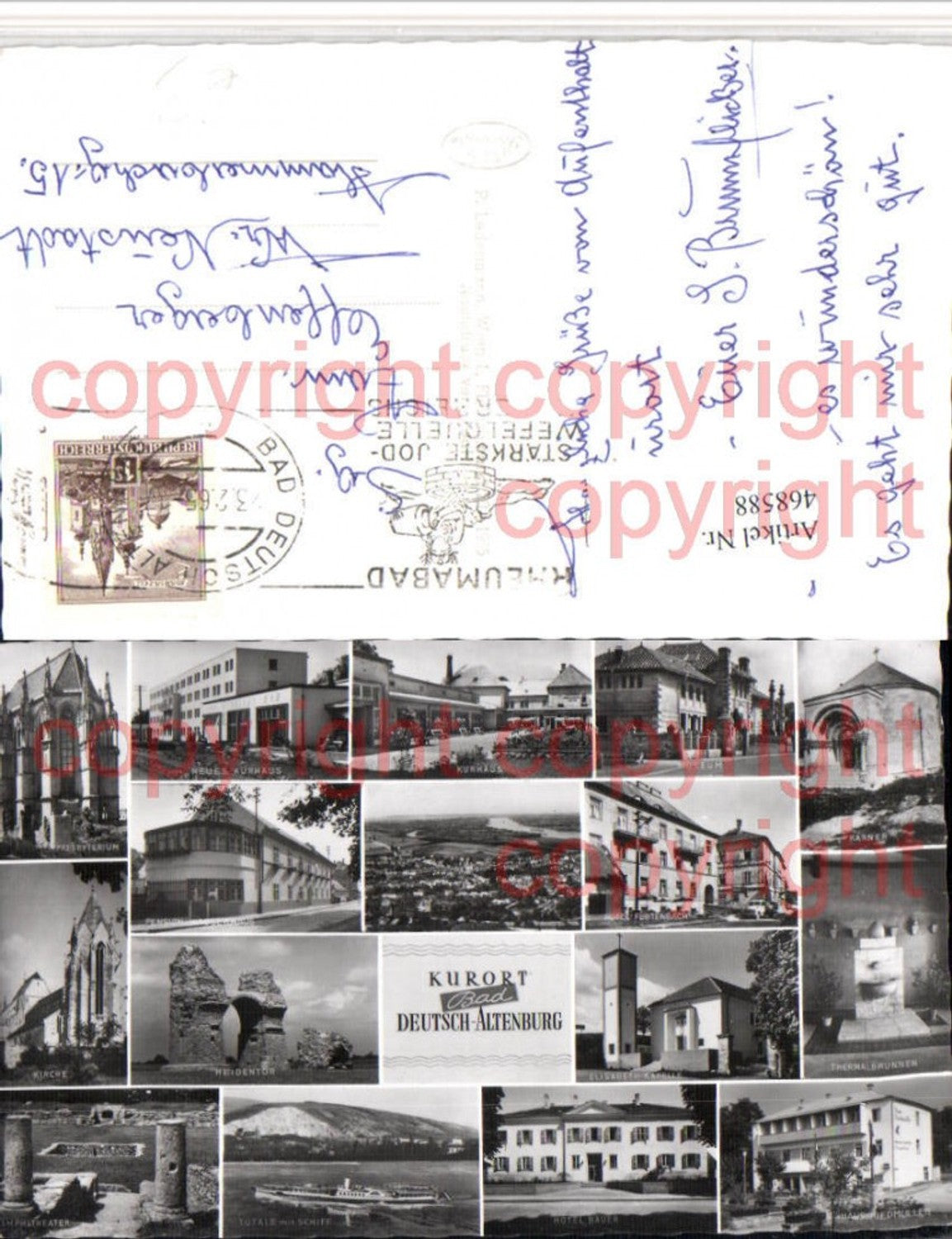 468588,Bad Deutsch-Altenburg Totale Kurhaus Kirche Museum Dampfer Mehrbildkarte