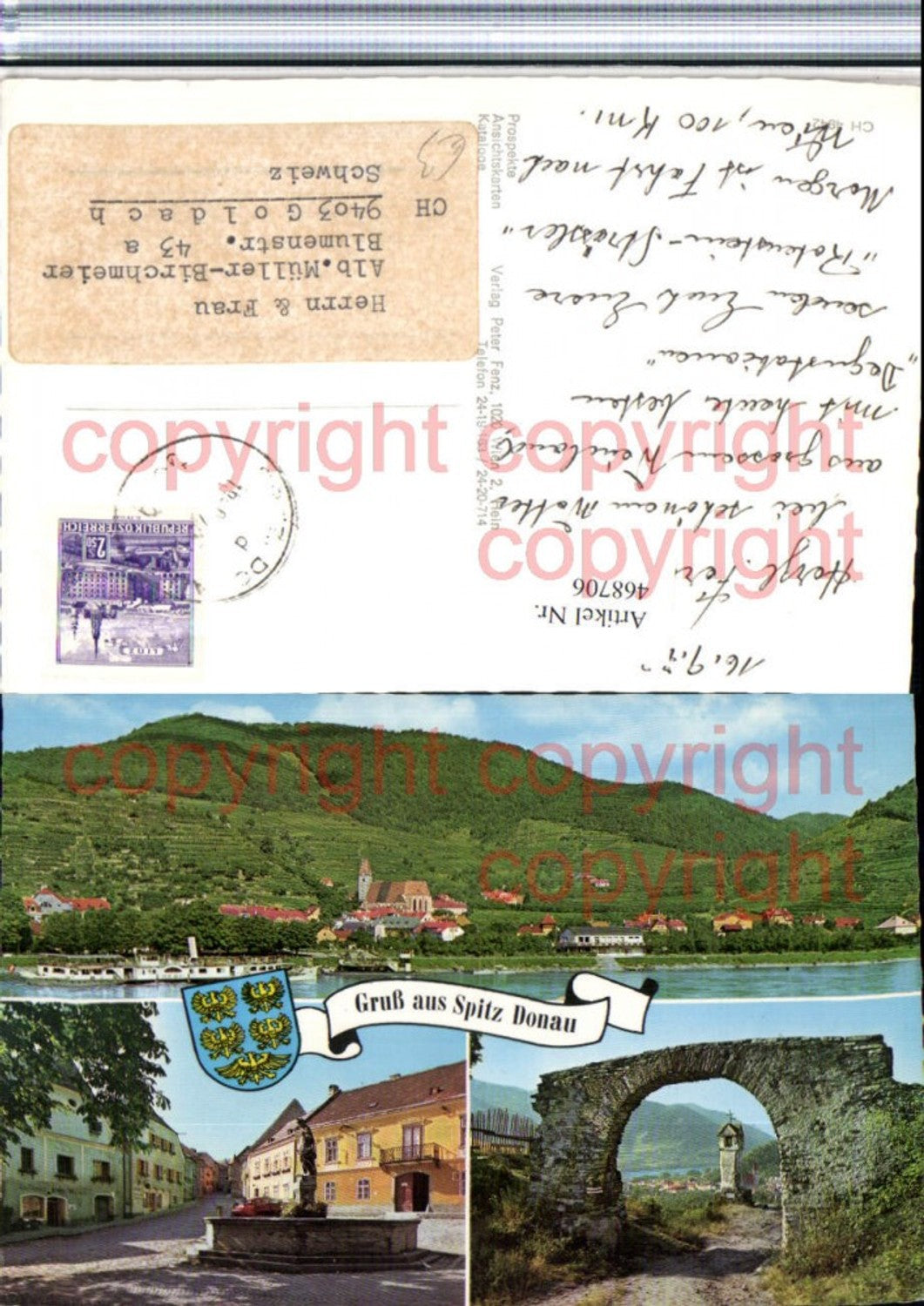468706,Spitz an d. Donau Totale Brunnen Tor Mehrbildkarte