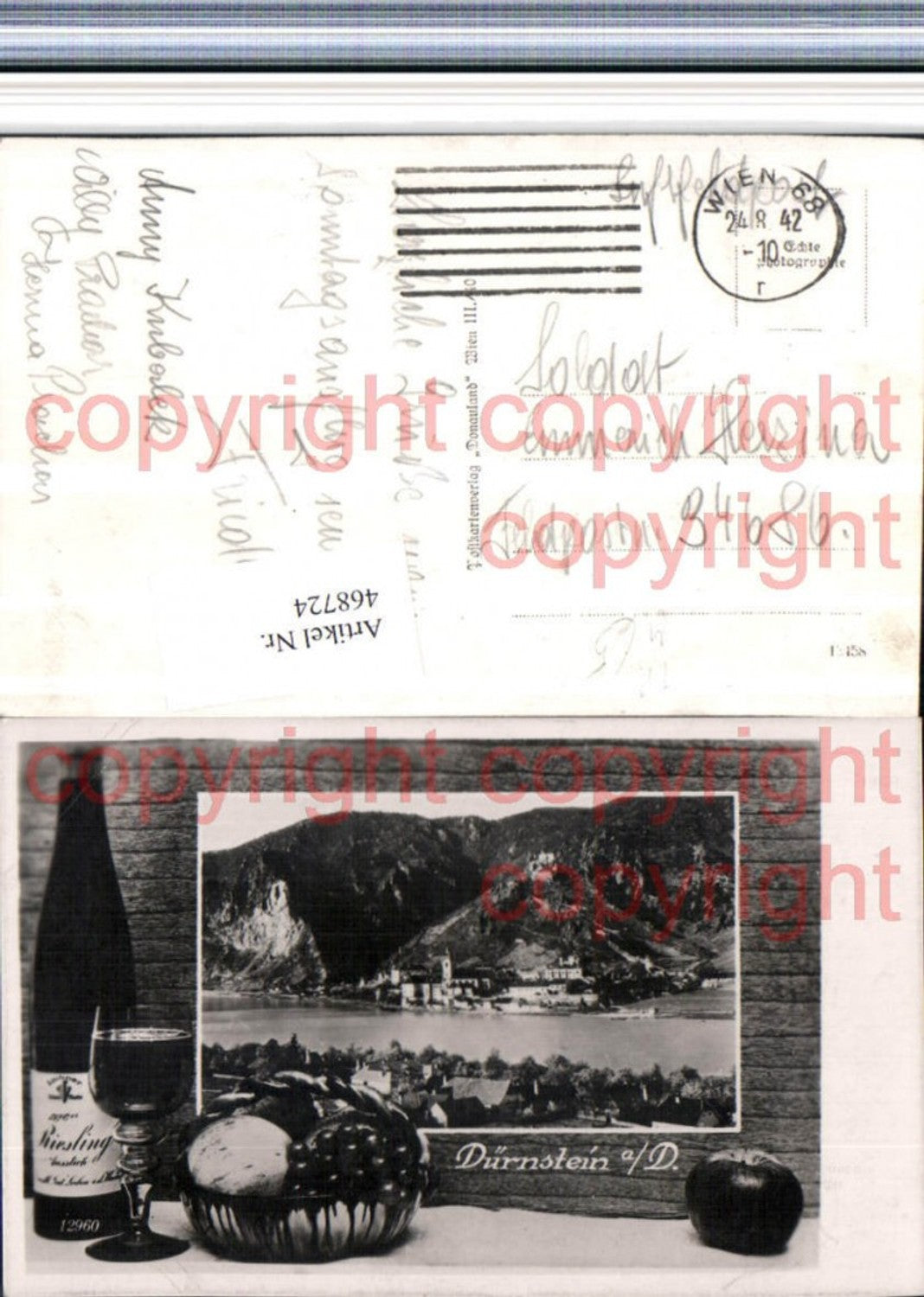 468724,Dürnstein an d. Donau Totale Passepartout Wein Feldpost Nr. 34686