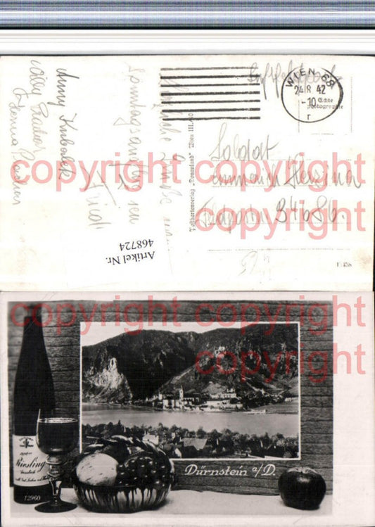 468724,Dürnstein an d. Donau Totale Passepartout Wein Feldpost Nr. 34686