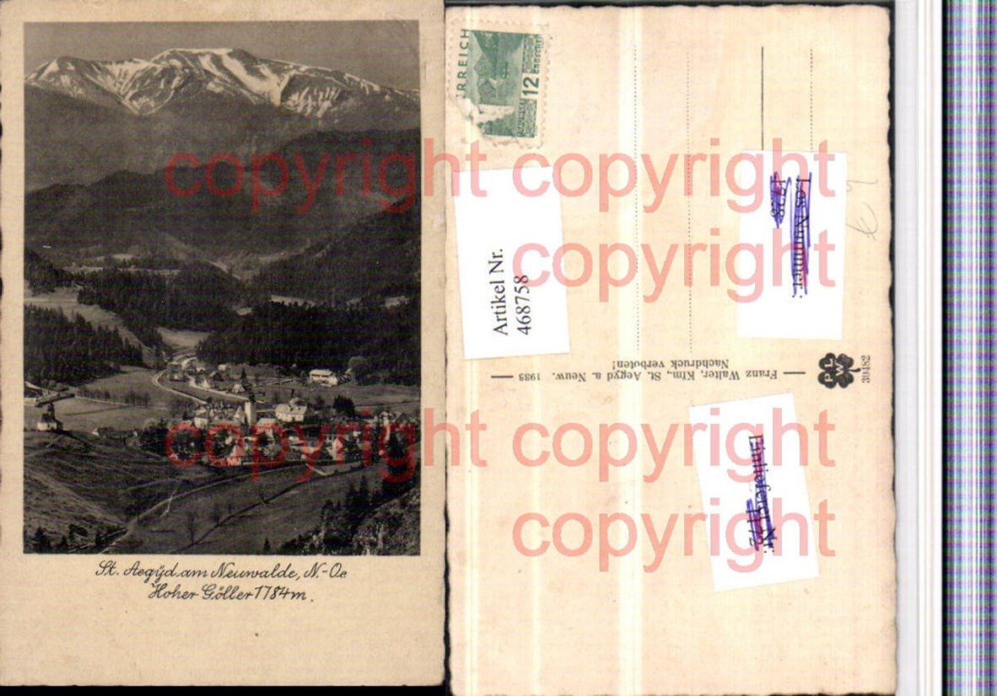 468758,St. Aegyd am Neuwalde Totale m. Hoher Göller Bergkulisse