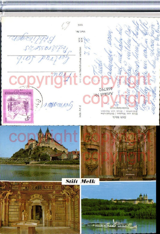 468792,Stift Melk an d. Donau Kirche Bibliothek Dampfer Mehrbildkarte