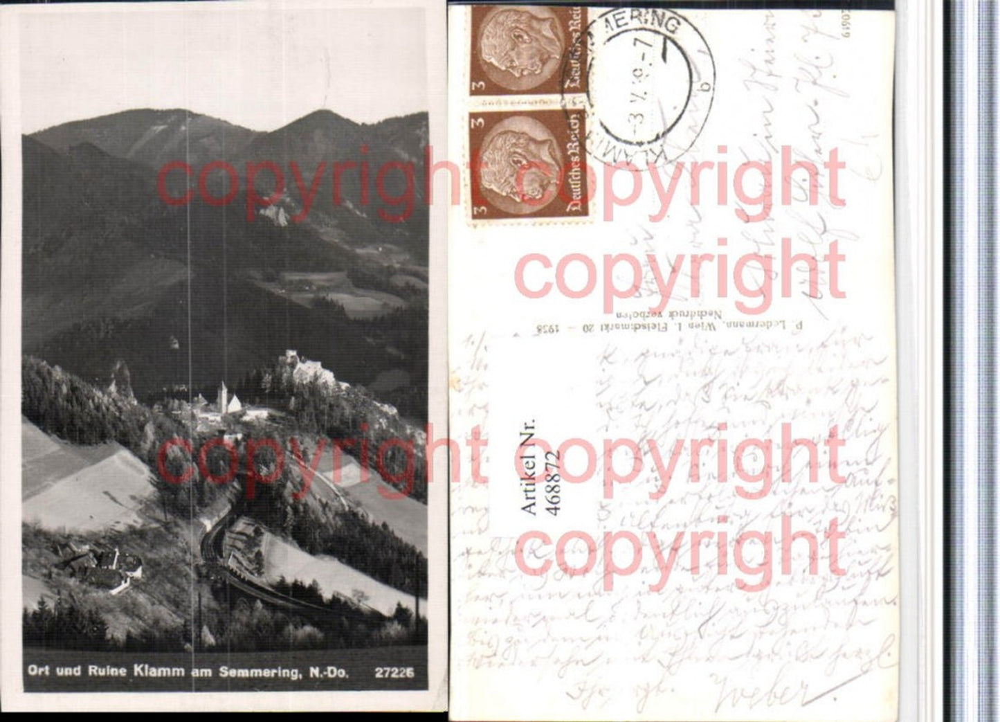 468872,Ort u. Ruine Klamm am Semmering Totale