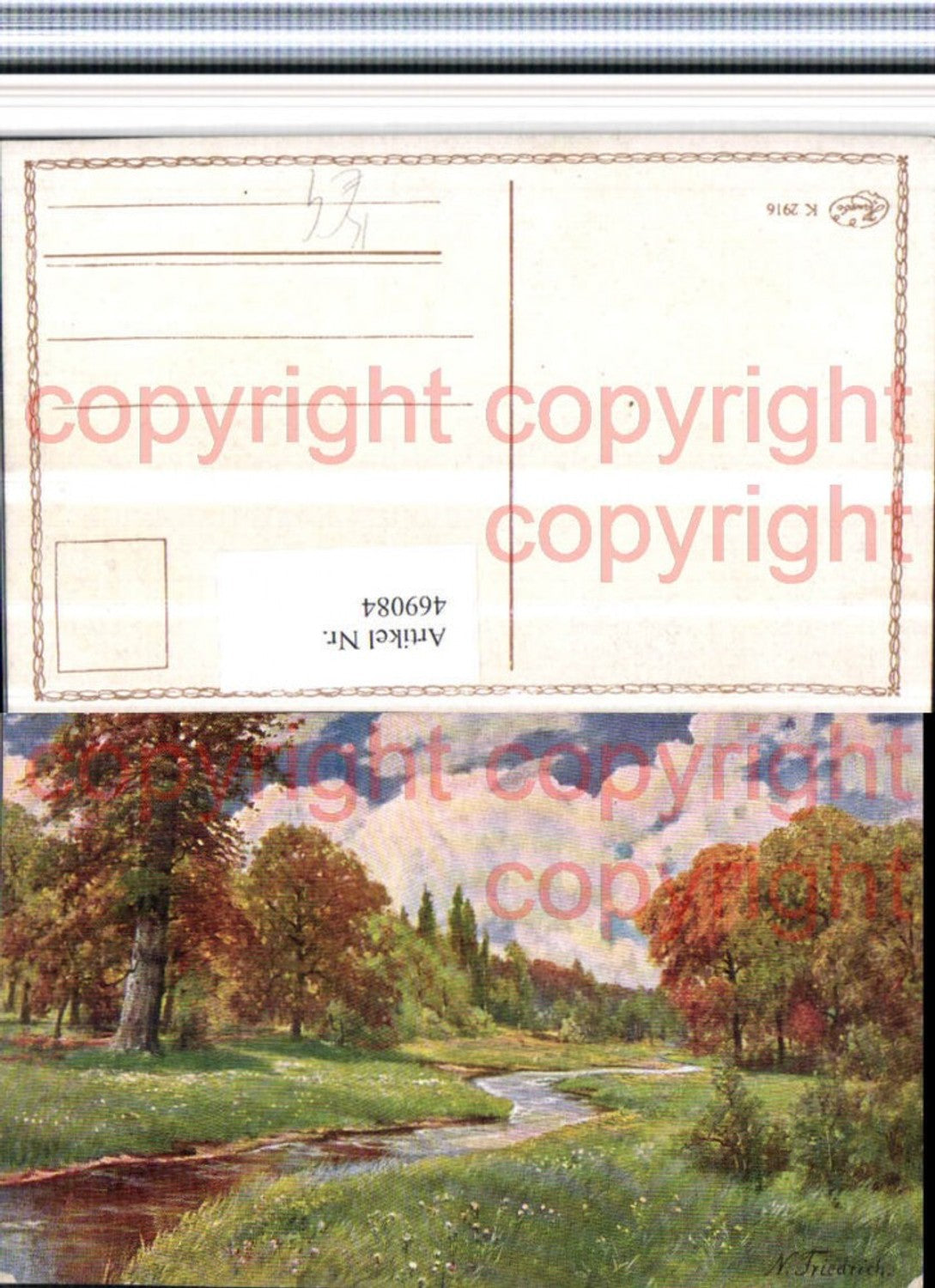 469084,Künstler AK N. Friedrich Landschaft Wald Bach