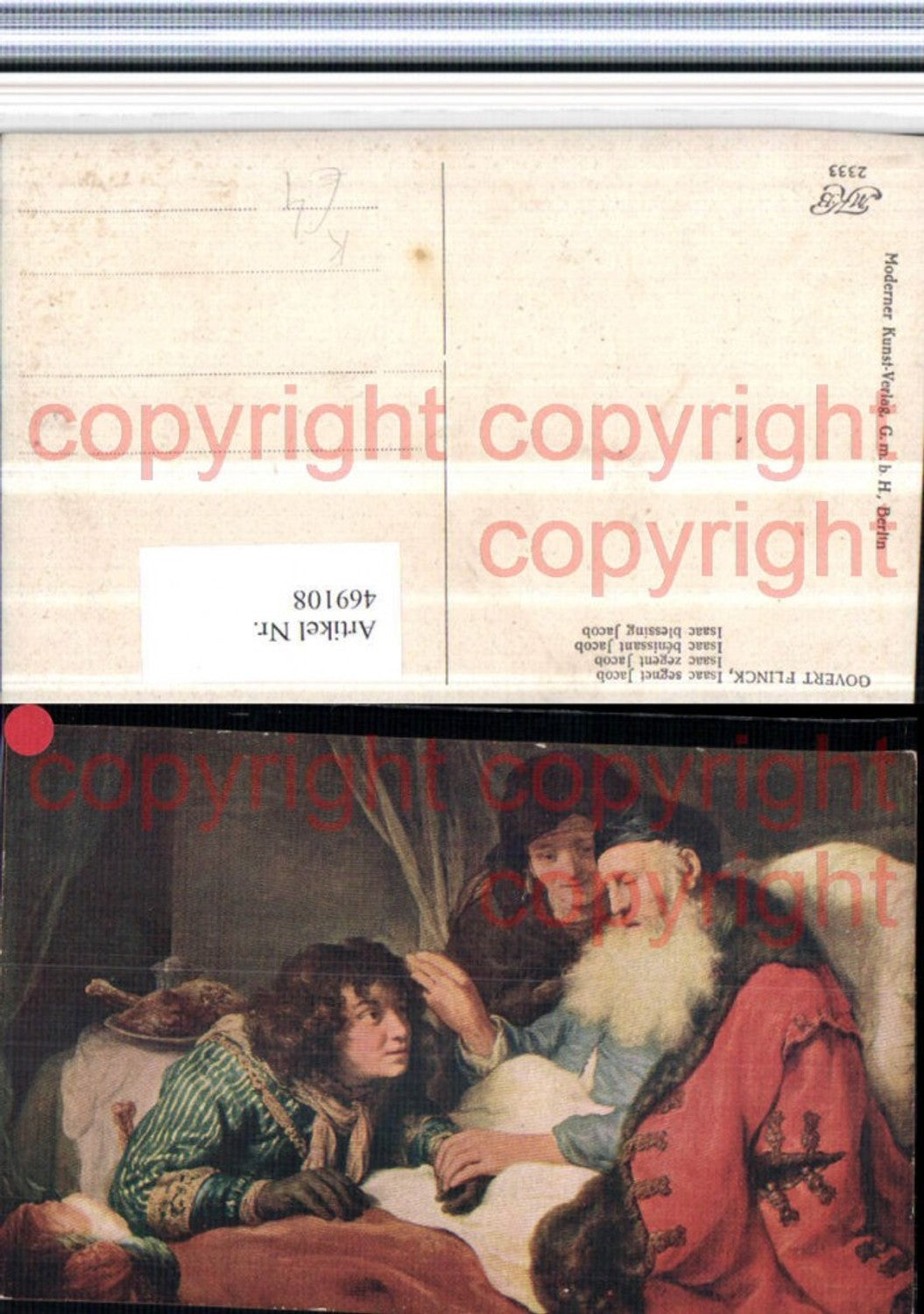 469108,Künstler AK Govert Flinck Isaac segnet Jacob Segnung