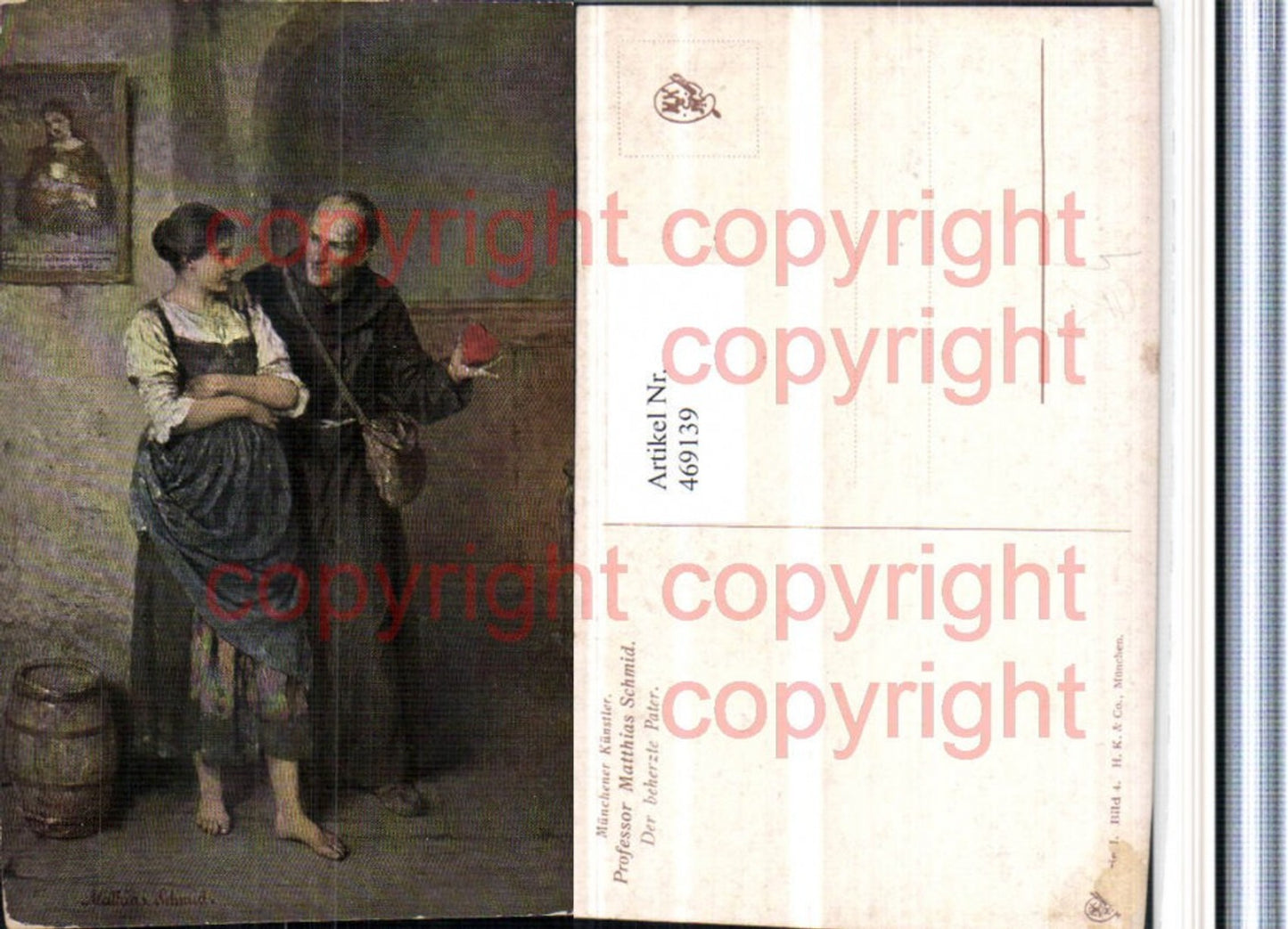 469139,Künstler AK Matthias Schmid Der beherzte Pater Frau