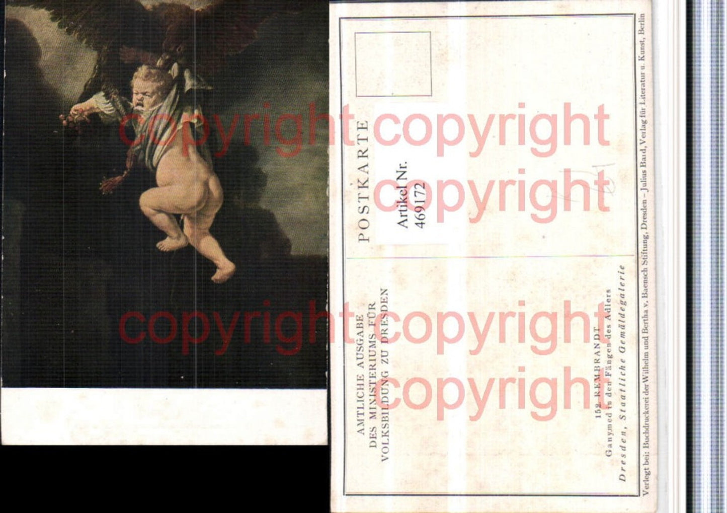 469172,Künstler AK Rembrandt Ganymed in den Fängen des Adlers