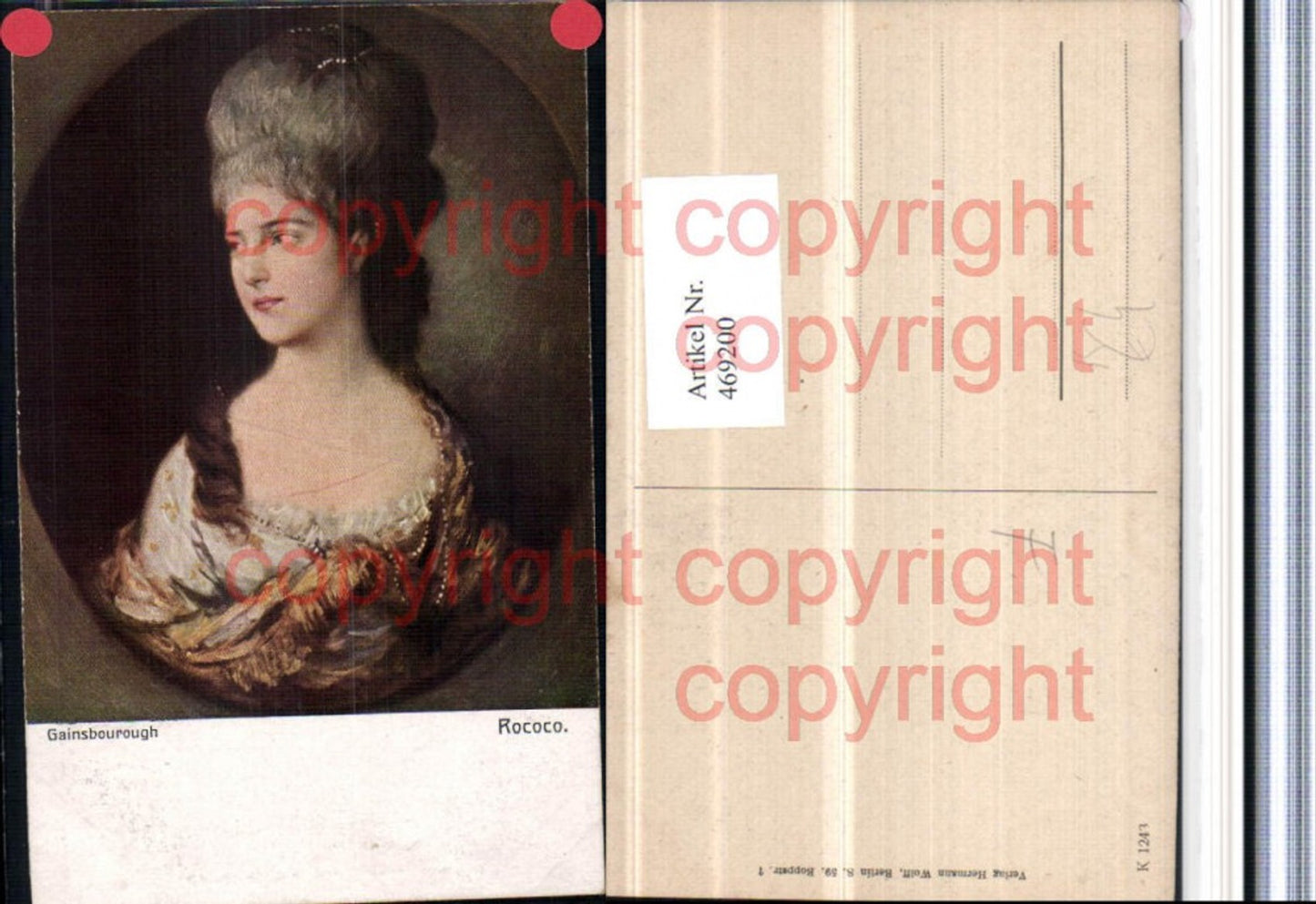 469200,Künstler AK Gainsbourough Rococo Frau Portrait