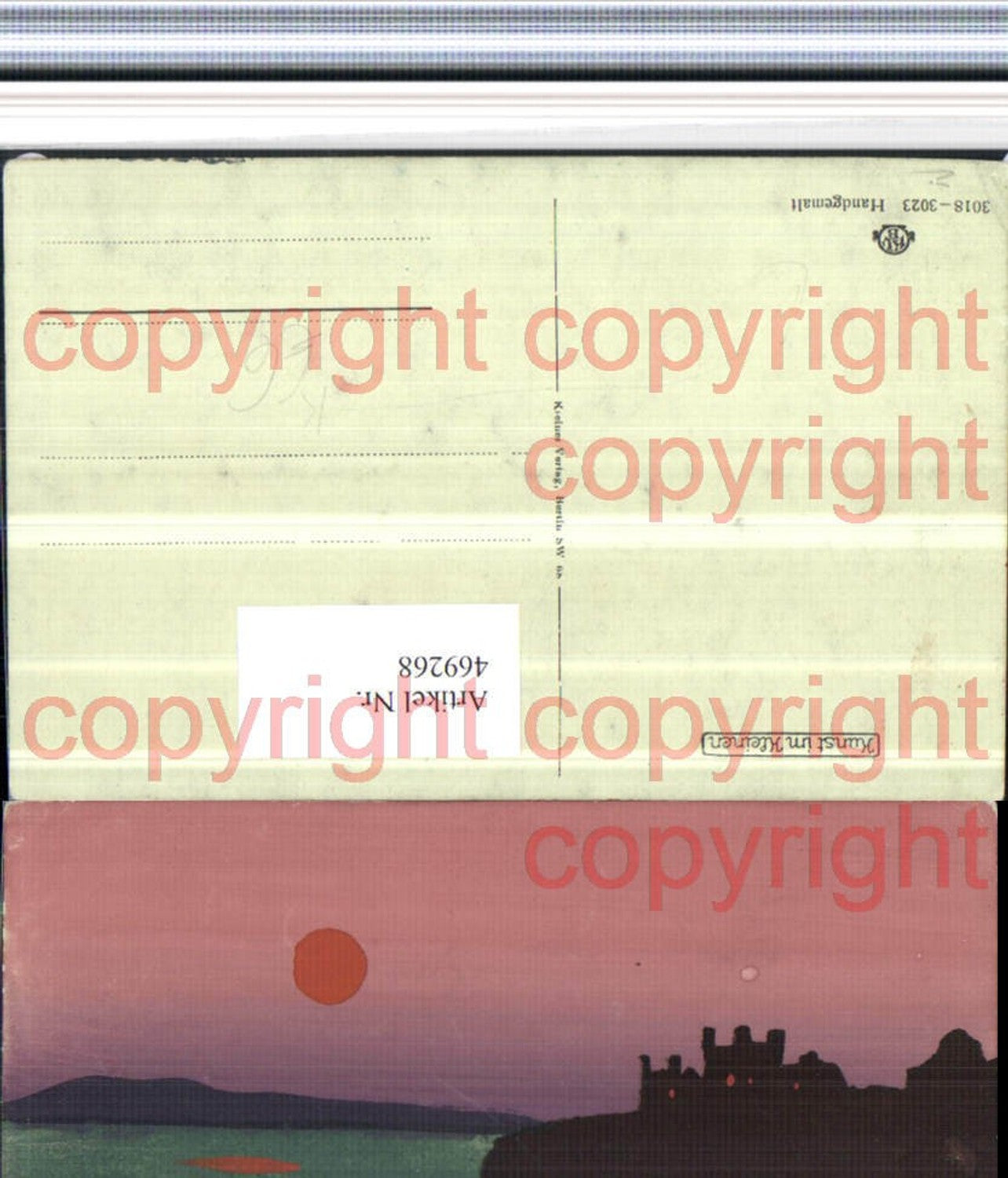 469268,Künstler AK Handgemalt Landschaft See Burg Mondschein