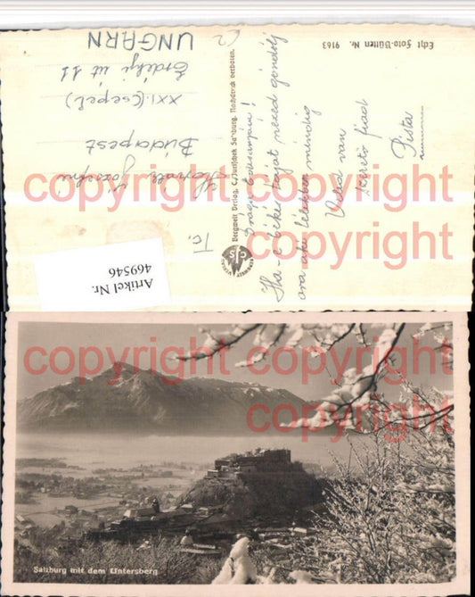 469546,Salzburg Teilansicht m. Festung geg. Untersberg Bergkulisse Winterbild