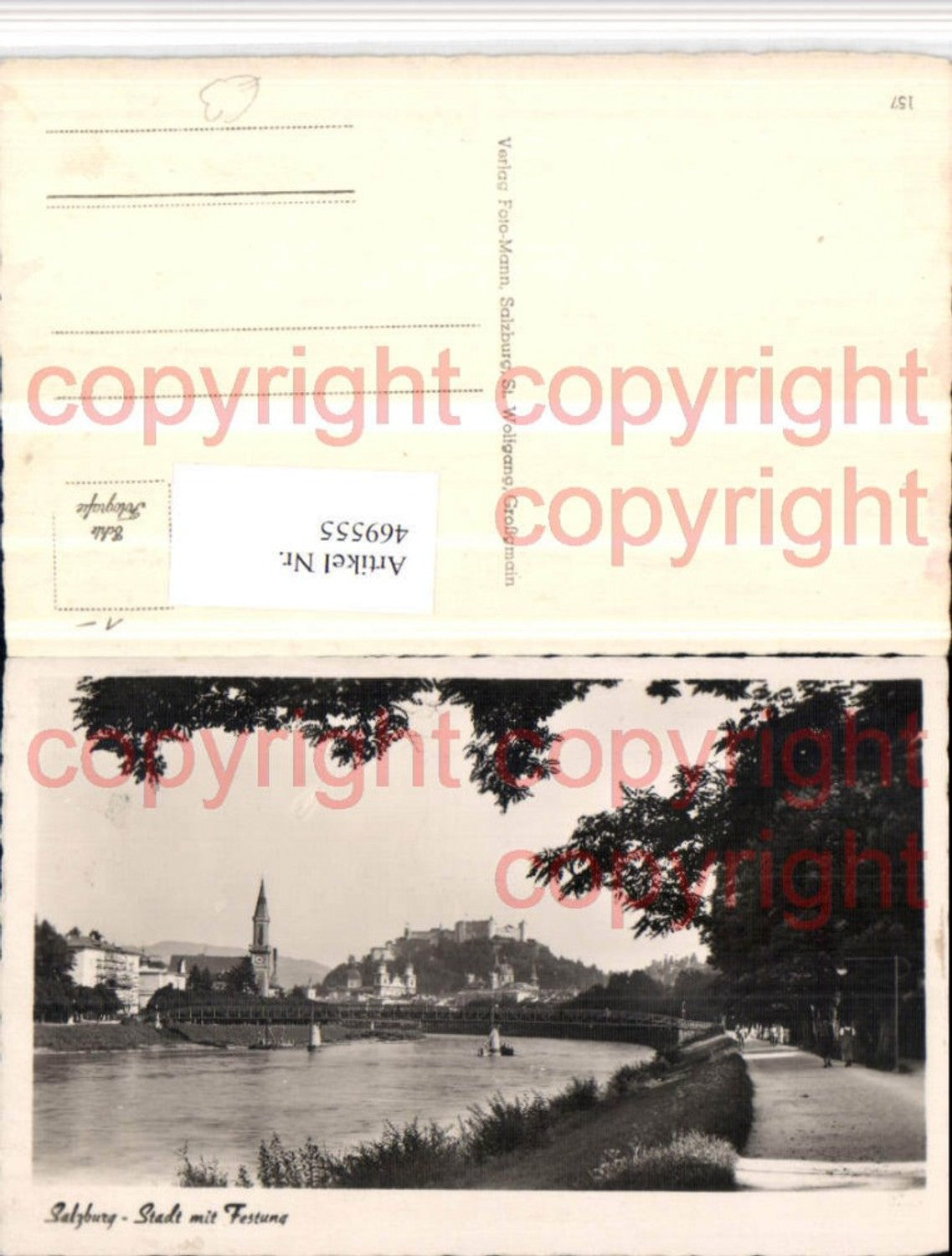 469555,Salzburg Teilansicht m. Festung Fluss Brücke